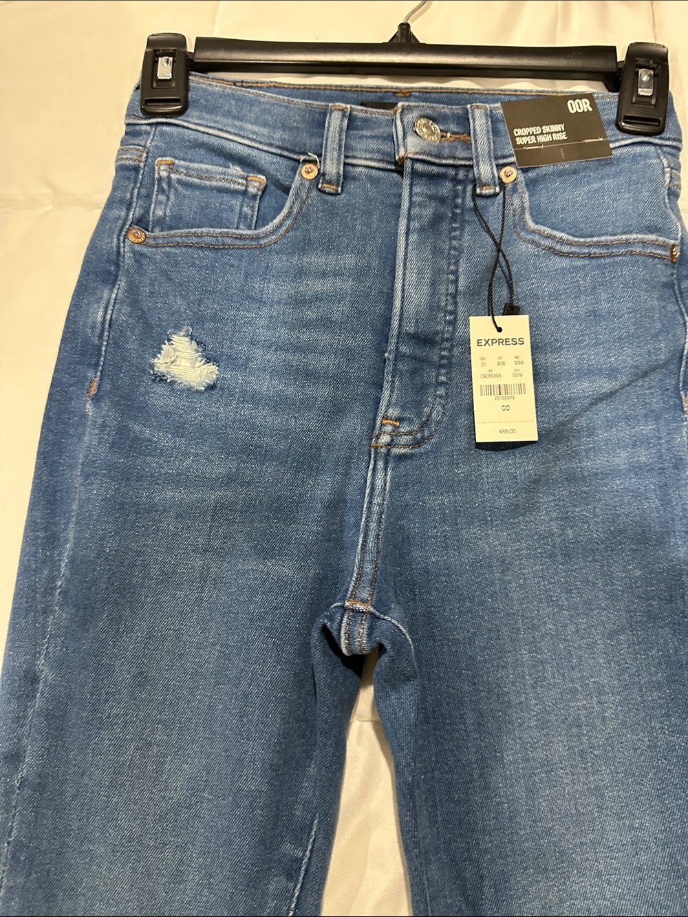 Express Women’s Medium Blue High-Rise Cropped Skinny Jeans